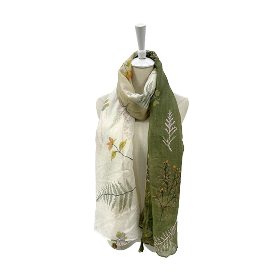 Woven Print Scarf With Natural Elements