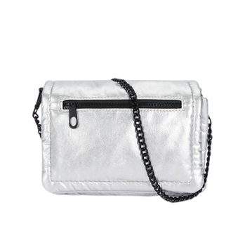 Ruffle Shoulder Bag with Metal Chain