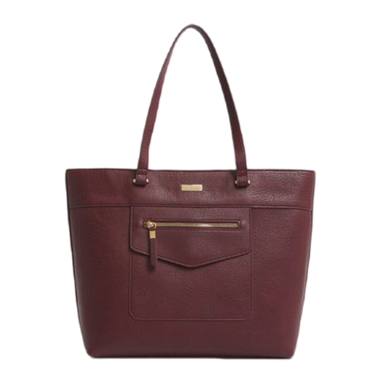 Solid Colour Shopper Bag with Front Zipper Pocket