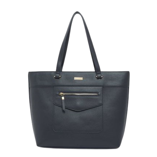 Solid Colour Shopper Bag with Front Zipper Pocket