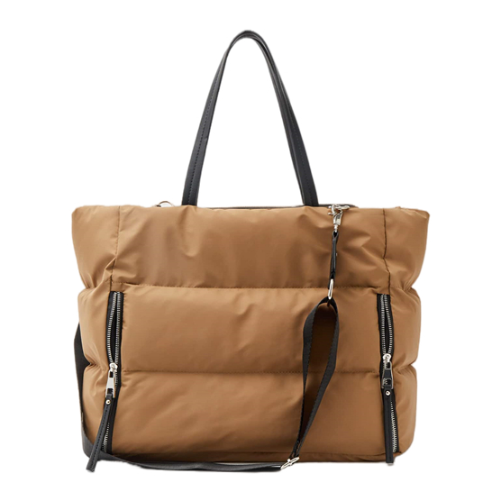 Zipper Pocket Quilted Nylon Long Strap Bag