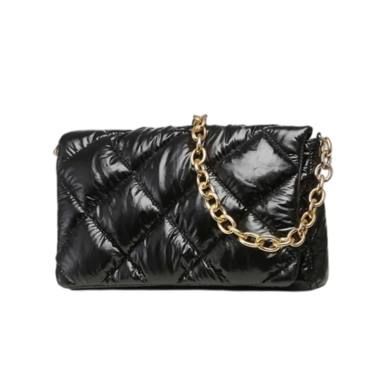 Rhomboid Quilted Shoulder bag with Metal Chain
