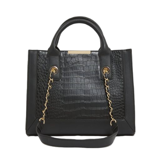 Metal Fitting Croc Decor Patchwork Mini Tote Bag