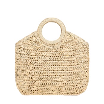 Round Handle Paper Woven Handbag