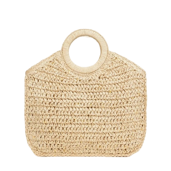 Round Handle Paper Woven Handbag