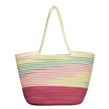 Contrast Colour Cotton Woven Shopper Bag