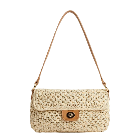 Spin Lock Paper Woven Baguette Shoulder Bag