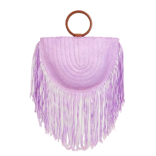 Acrylic Round Ring Tassels Edging Paper Woven Bag