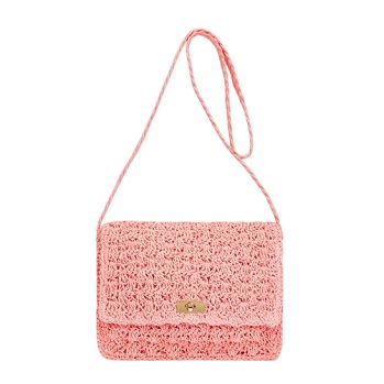 Hollowed Paper Woven Flap Shoulder Bag