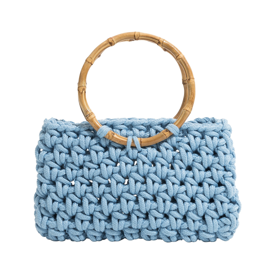 Bamboo Round Handle Cotton Woven Bag