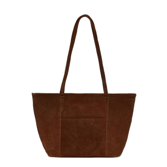 Solid Colour Leather Suede Shopper Bag