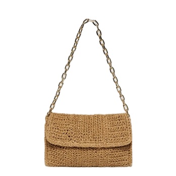 Chain Strap Flap Paper Woven Bag