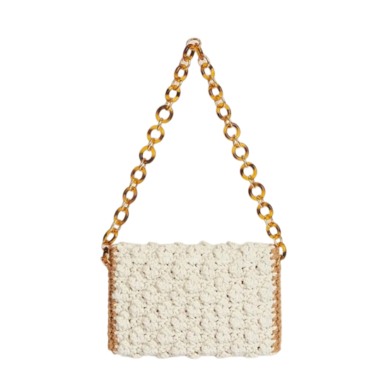 Acrylic Chain Strap Cotton Woven Bag