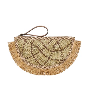Tassels Edging Contrast Colour Straw Woven Bag