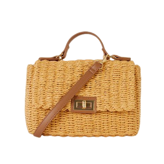Solid Colour Spin Lock Flap Paper Woven Bag