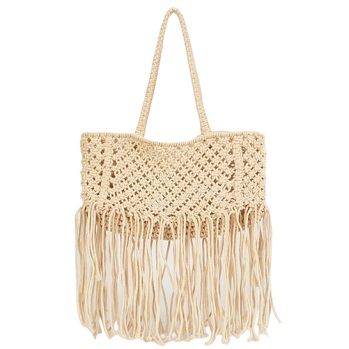 Tassels Edging Hollowed Cotton Woven Bag