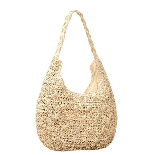 Solid Colour Paper Woven Shoulder Bag