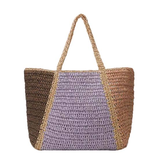 Contrast Colour Paper Woven Bag