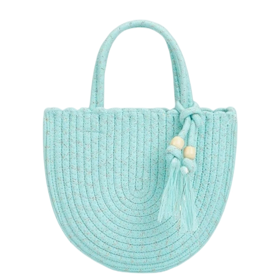 Knotted Tassels Decor Cotton Woven Bag