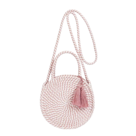 Tassels Decor Cotton Woven Round Bag