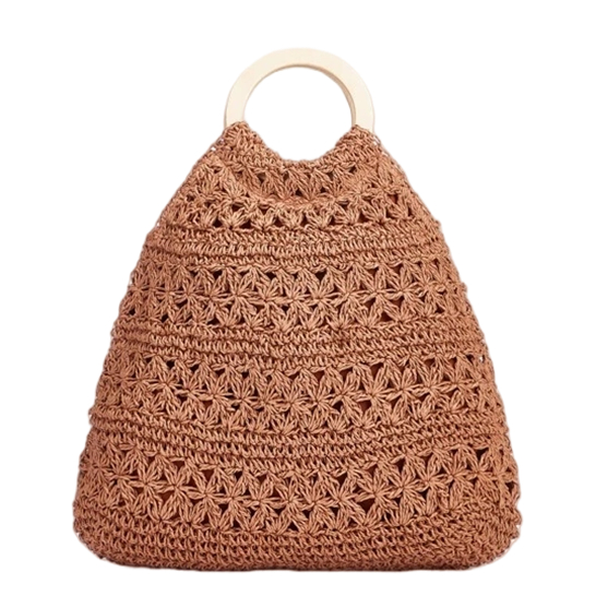 Acrylic Round Handle Hollowed Paper Woven Bag