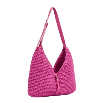 Pin Buckle Chevron Cotton Woven Bag