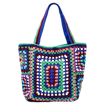 Contrast Colour Retro Style Cotton Woven Bag