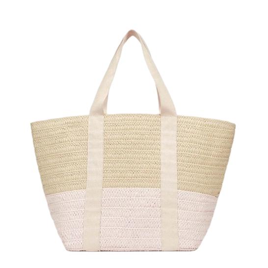 Contrast Colour Patchwork Paper Woven Bag