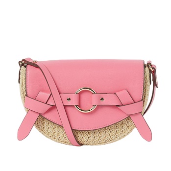 Contrast Colour Knotted Decor PP Straw Woven Bag