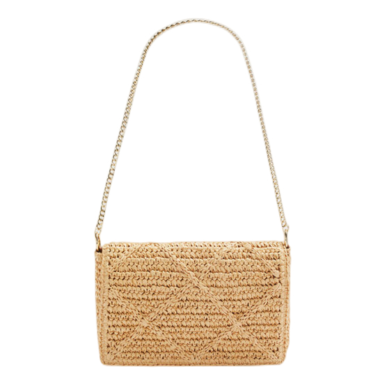 Metal Chain Rhomboid Paper Woven Bag