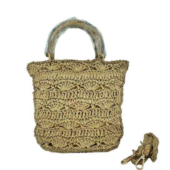 Bamboo Handle Paper Woven Bag