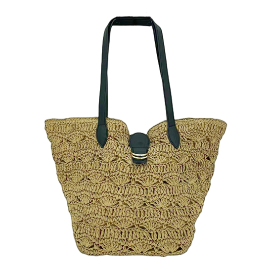 Double D-Rings Decor Paper Woven Bag