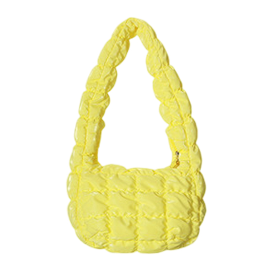 Fluorescent Quilted Ruffle Shoulder Bag