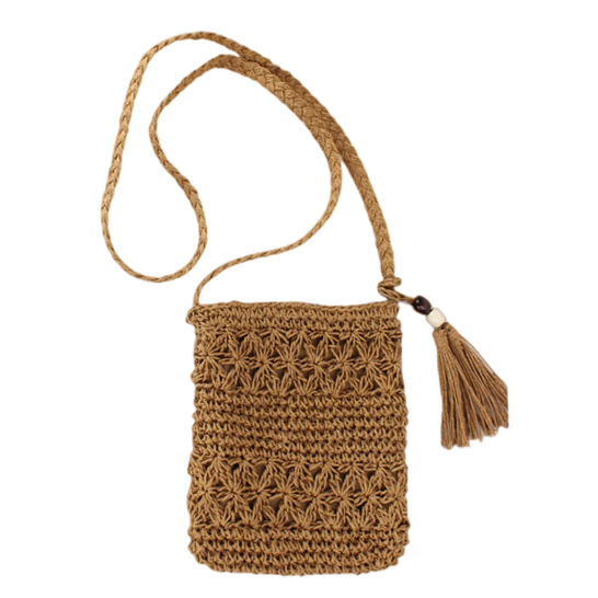 Tassels Decor Solid Colour Paper Woven Bag