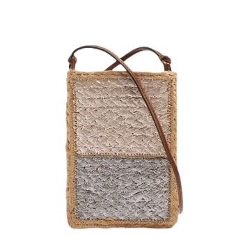 Contrast Colour Crossbody Jute Woven Bag