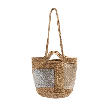 Contrast Colour Jute Woven Bag