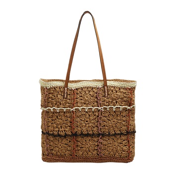 Contrast Colour Check Paper Woven Bag