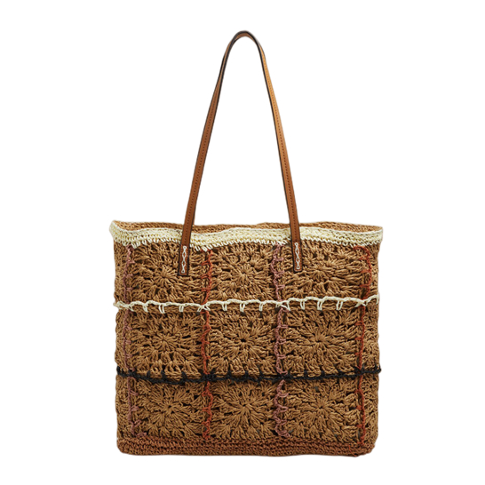 Contrast Colour Check Paper Woven Bag