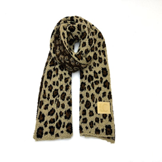 Leopard Print Knitted Scarves
