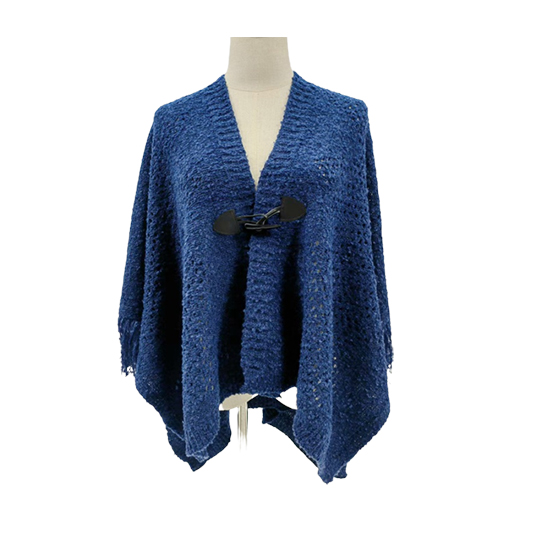 Knitted Shawl With Horn Buckle