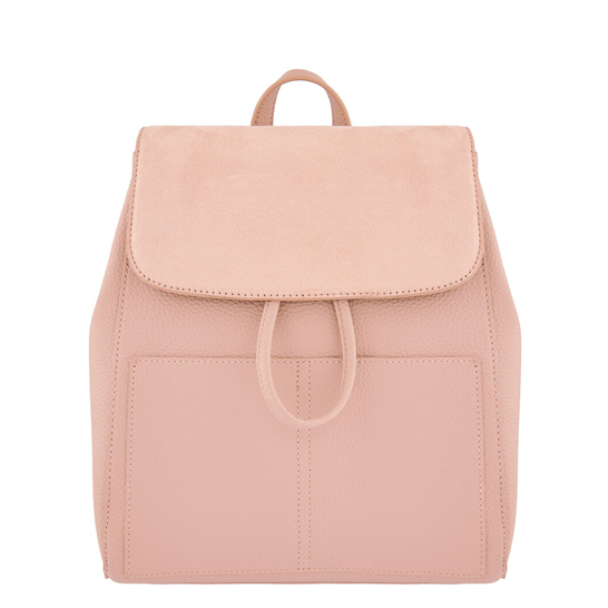 Drawstring Closure Suedette Flap Backpack