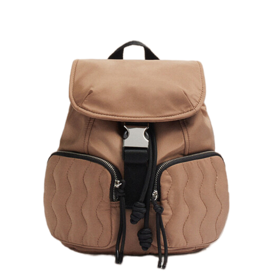 Quilted Double Front Pockets Mini Nylon Backpack