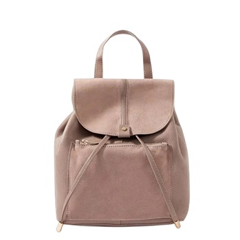 Suedette+Leather Patchwork Flap Backpack
