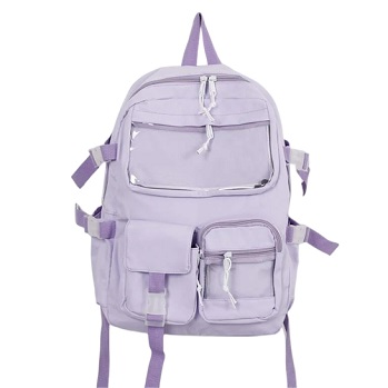 Transparent PVC Front Pocket Nylon Backpack
