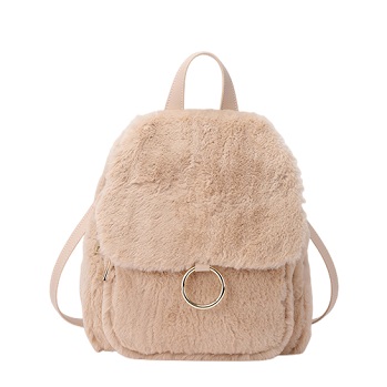 Metal Ring Decor Teddy Fake Fur Backpack