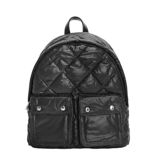 Rivets Decor Front Pocket Nylon Rhomboid Quilted Backpack