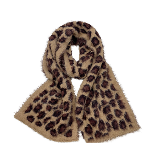 Heavy brushed Leopard Jacquard Scarf