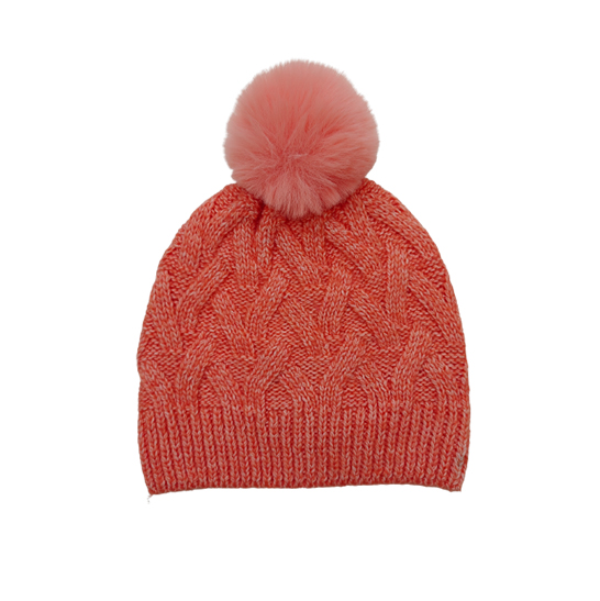 Knit Hat with Faux Fur Pom Pom