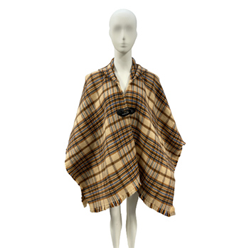 Woven Check Poncho