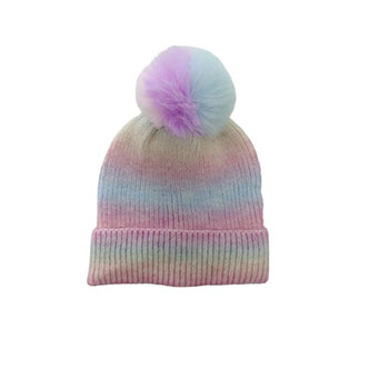 Gradient Pom Knit Beanie